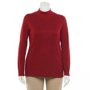 1X Plus Size Croft & Barrow RED LONG SLEEVE TOP
